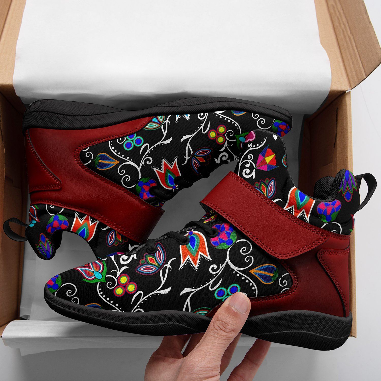 Indigenous Paisley Black Kid's Ipottaa Basketball / Sport High Top Shoes 49 Dzine