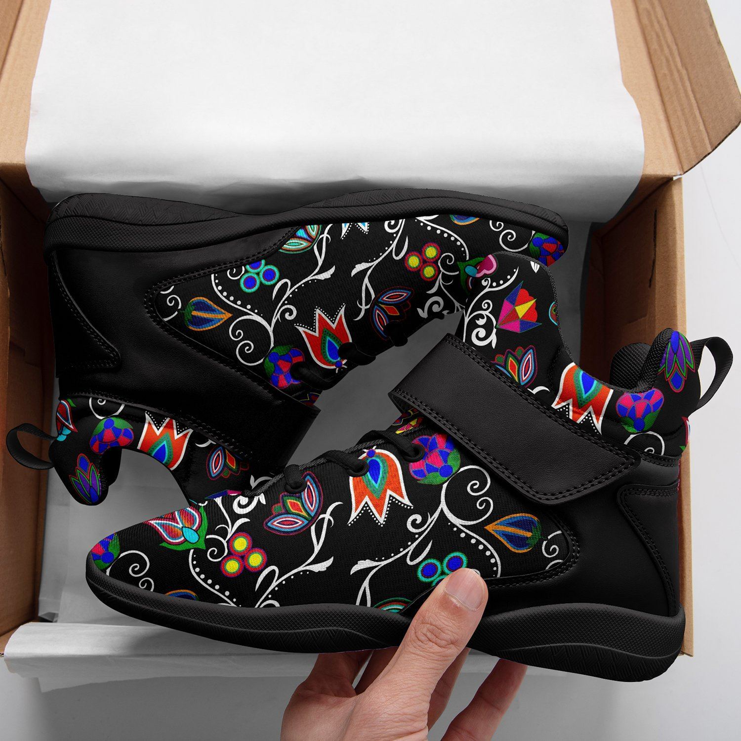 Indigenous Paisley Black Kid's Ipottaa Basketball / Sport High Top Shoes 49 Dzine