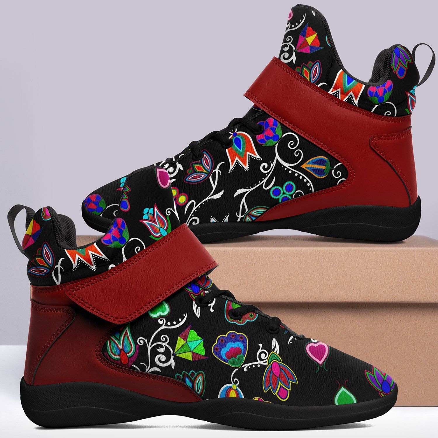 Indigenous Paisley Black Kid's Ipottaa Basketball / Sport High Top Shoes 49 Dzine