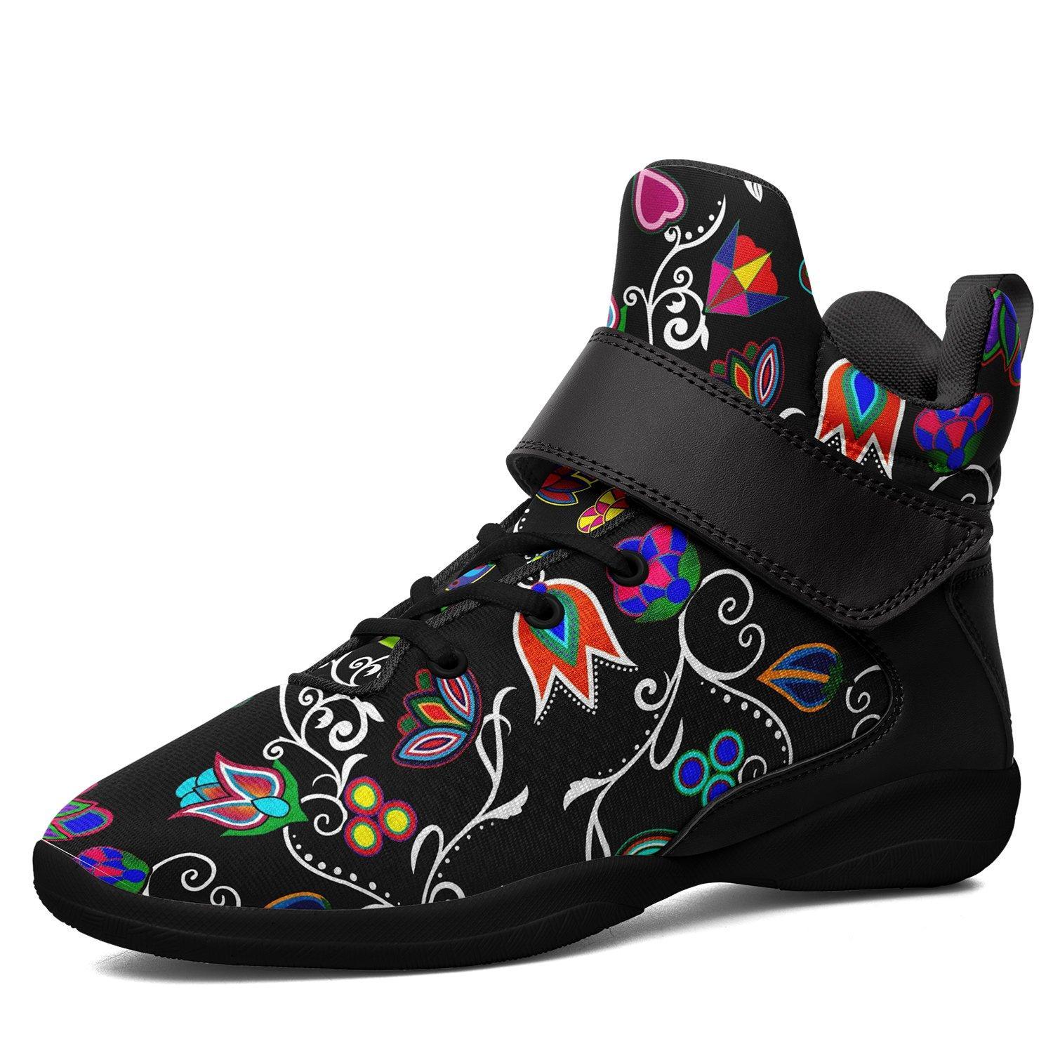 Indigenous Paisley Black Kid's Ipottaa Basketball / Sport High Top Shoes 49 Dzine US Child 12.5 / EUR 30 Black Sole with Black Strap