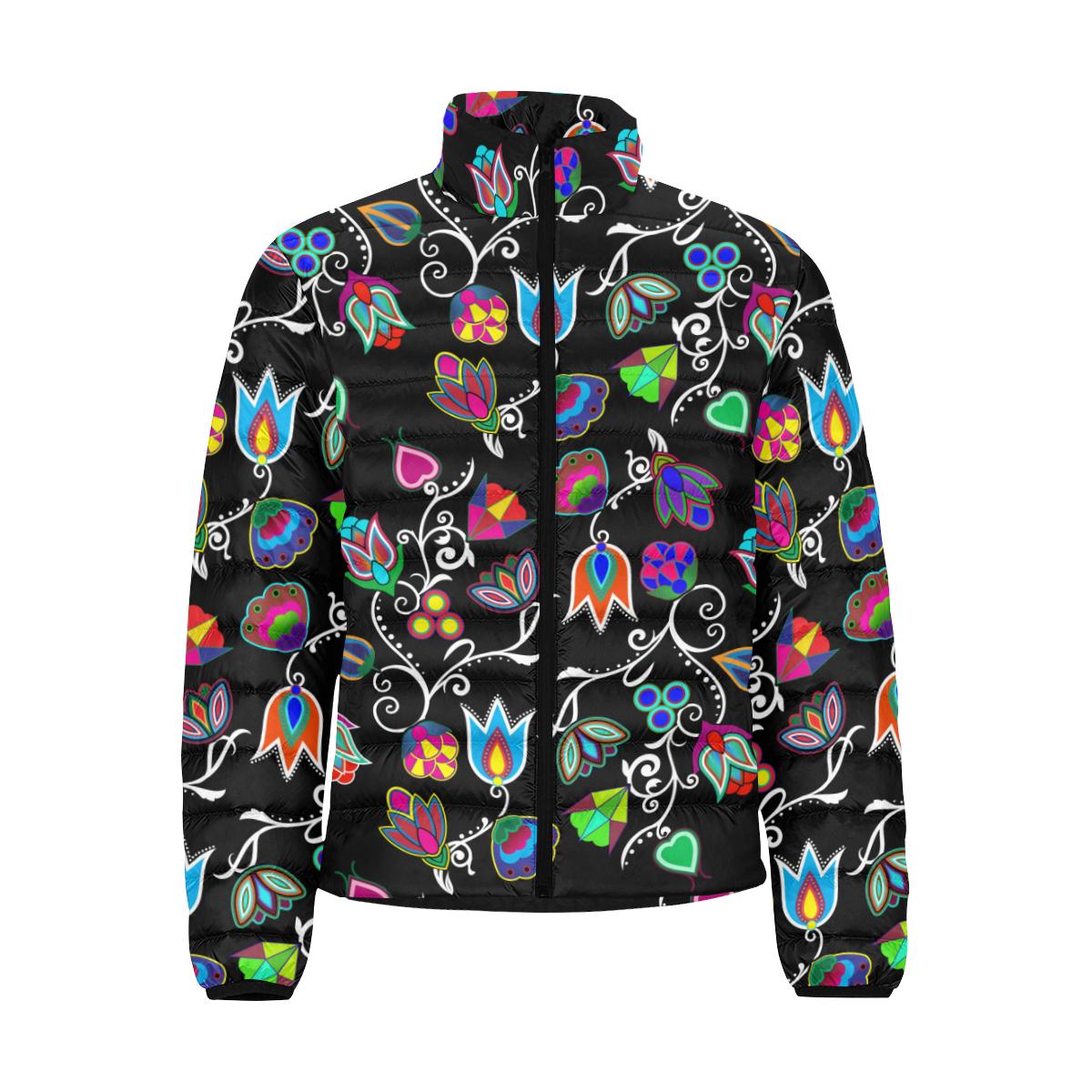 Indigenous Paisley Black Men's Stand Collar Padded Jacket (Model H41) Men's Stand Collar Padded Jacket (H41) e-joyer