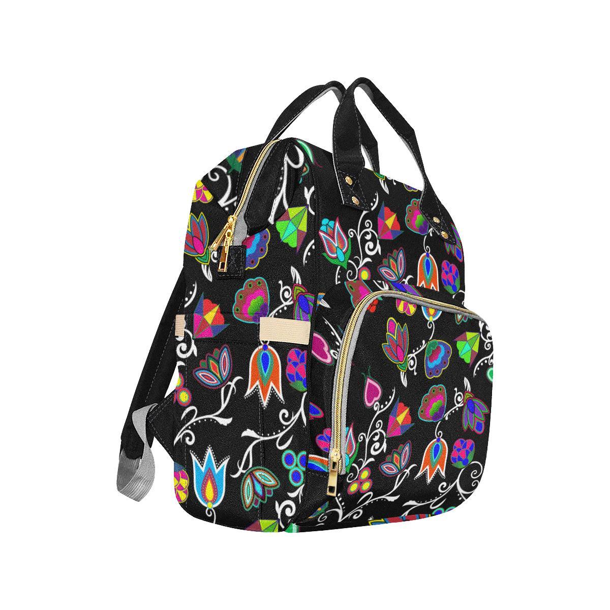 Indigenous Paisley - Black Multi-Function Diaper Backpack (Model 1688) Diaper Backpack (1688) e-joyer