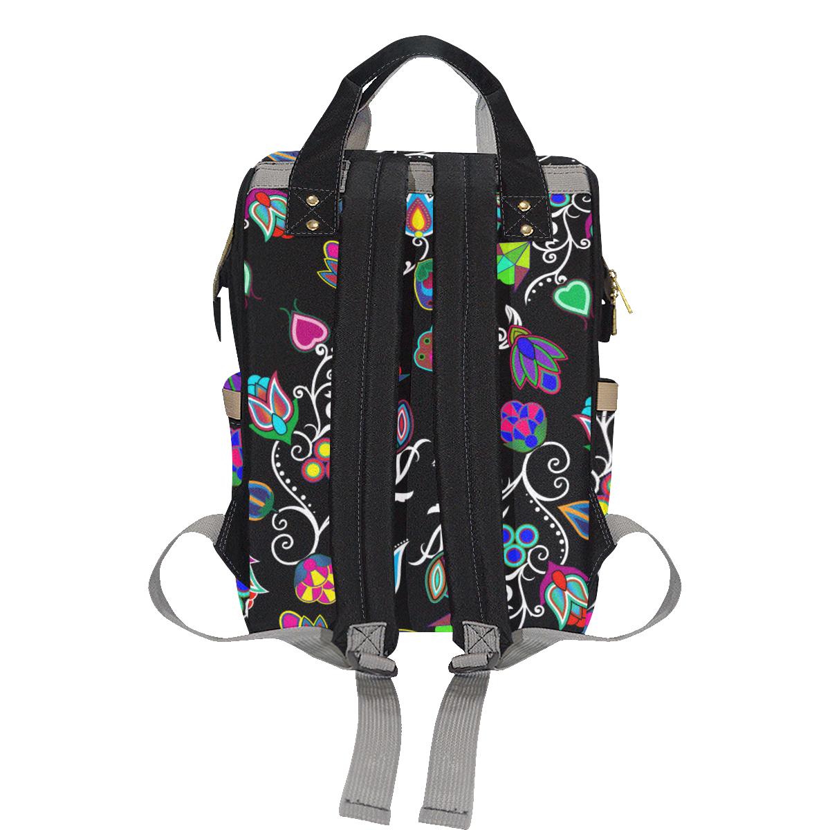 Indigenous Paisley - Black Multi-Function Diaper Backpack (Model 1688) Diaper Backpack (1688) e-joyer