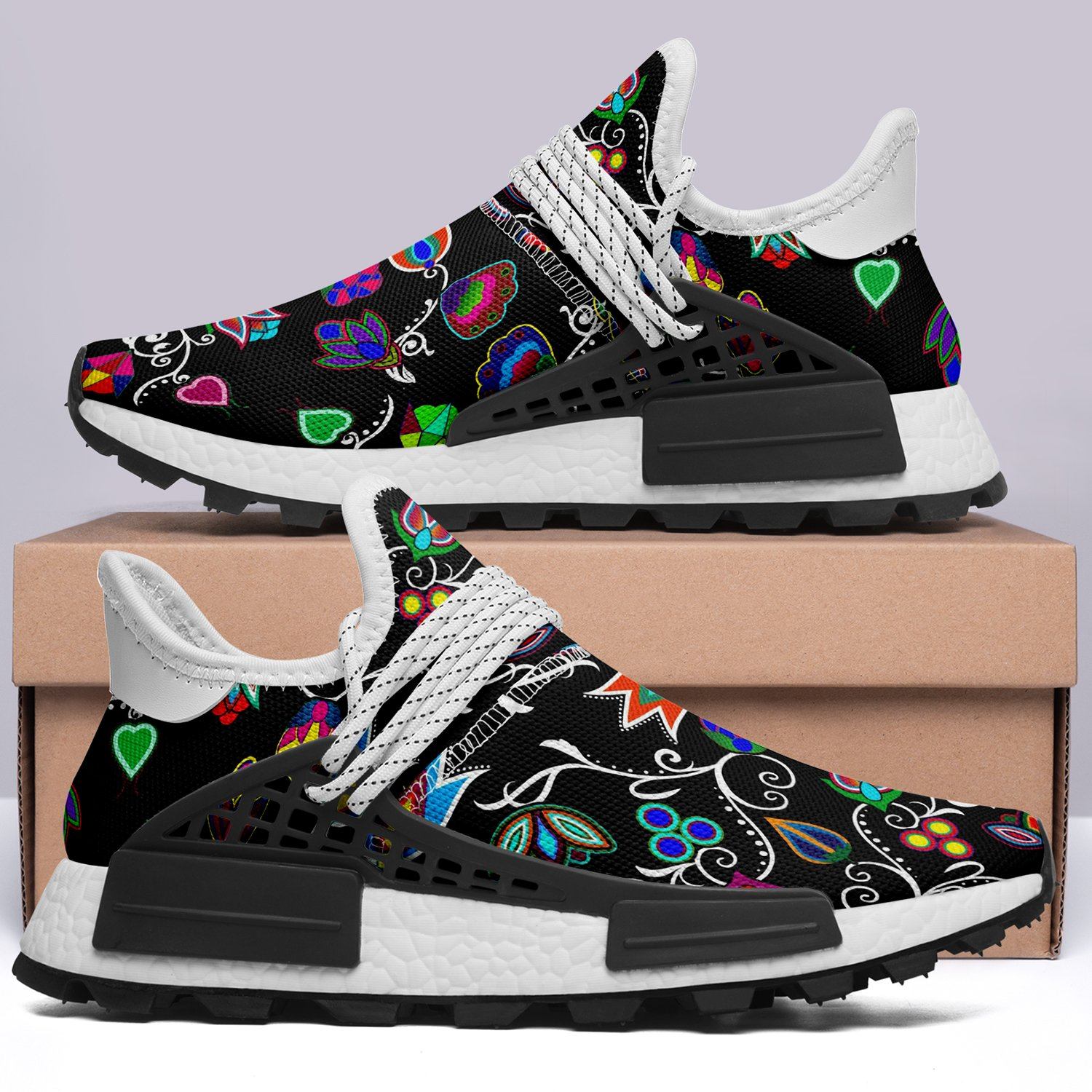 Indigenous Paisley Black Okaki Sneakers Shoes 49 Dzine
