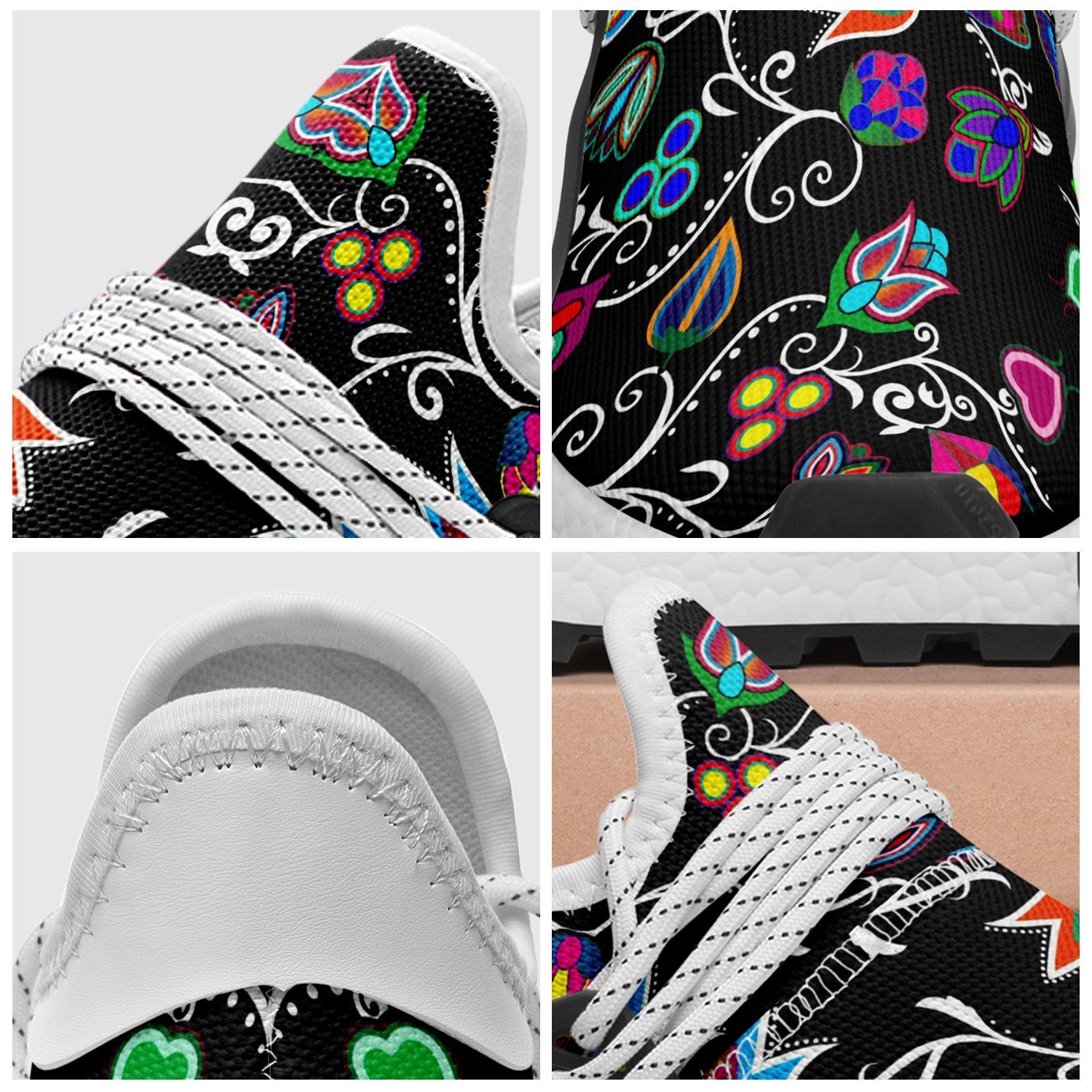 Indigenous Paisley Black Okaki Sneakers Shoes 49 Dzine