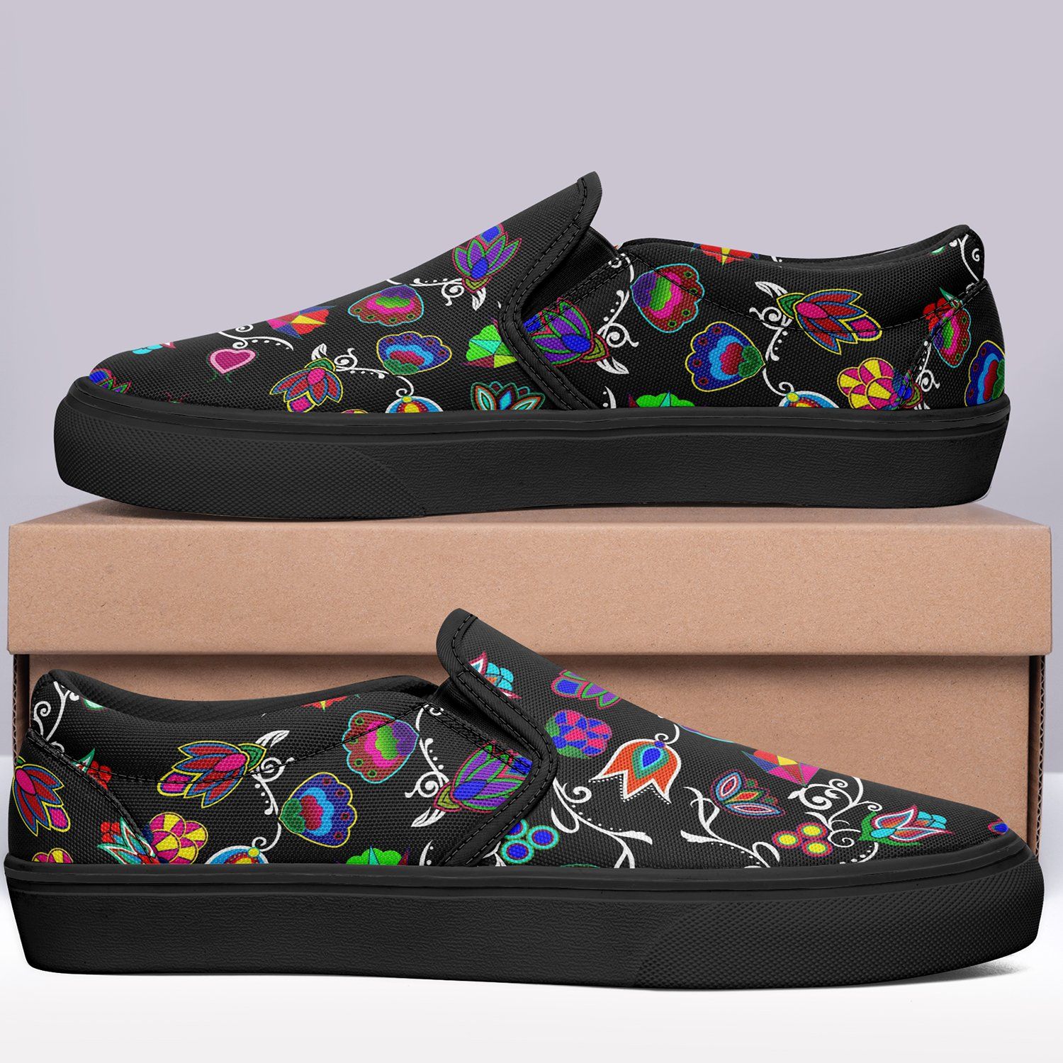Indigenous Paisley Black Otoyimm Canvas Slip On Shoes 49 Dzine