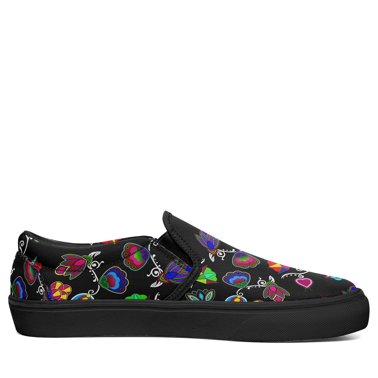 Indigenous Paisley Black Otoyimm Kid's Canvas Slip On Shoes 49 Dzine