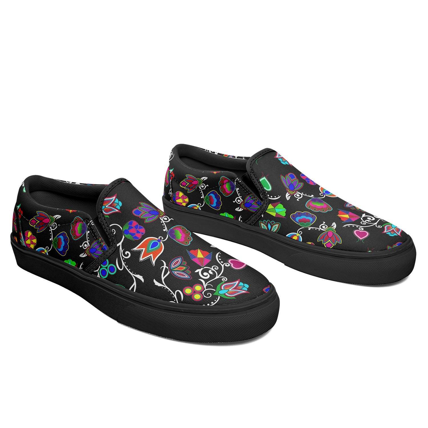 Indigenous Paisley Black Otoyimm Kid's Canvas Slip On Shoes 49 Dzine
