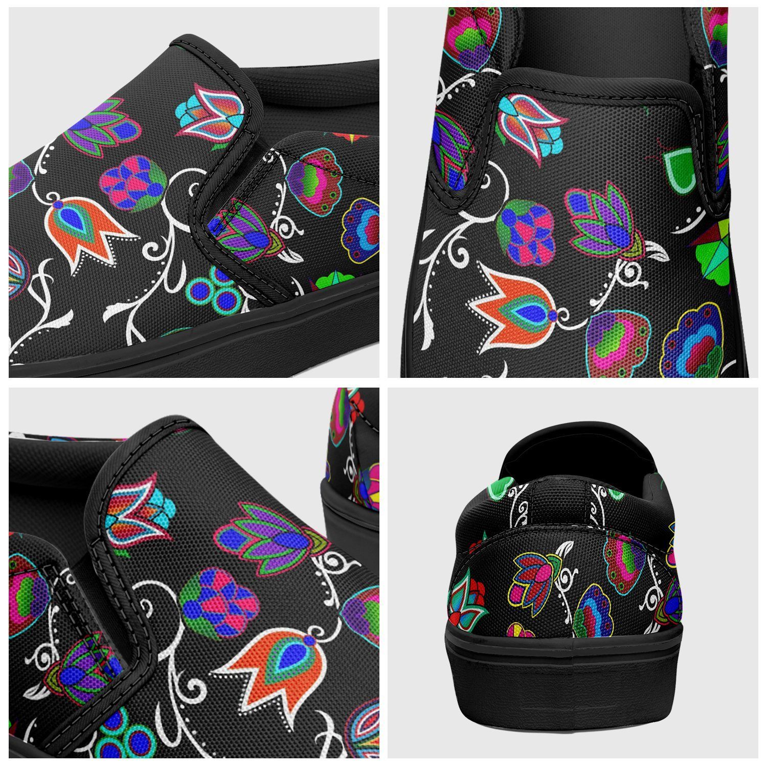 Indigenous Paisley Black Otoyimm Kid's Canvas Slip On Shoes 49 Dzine