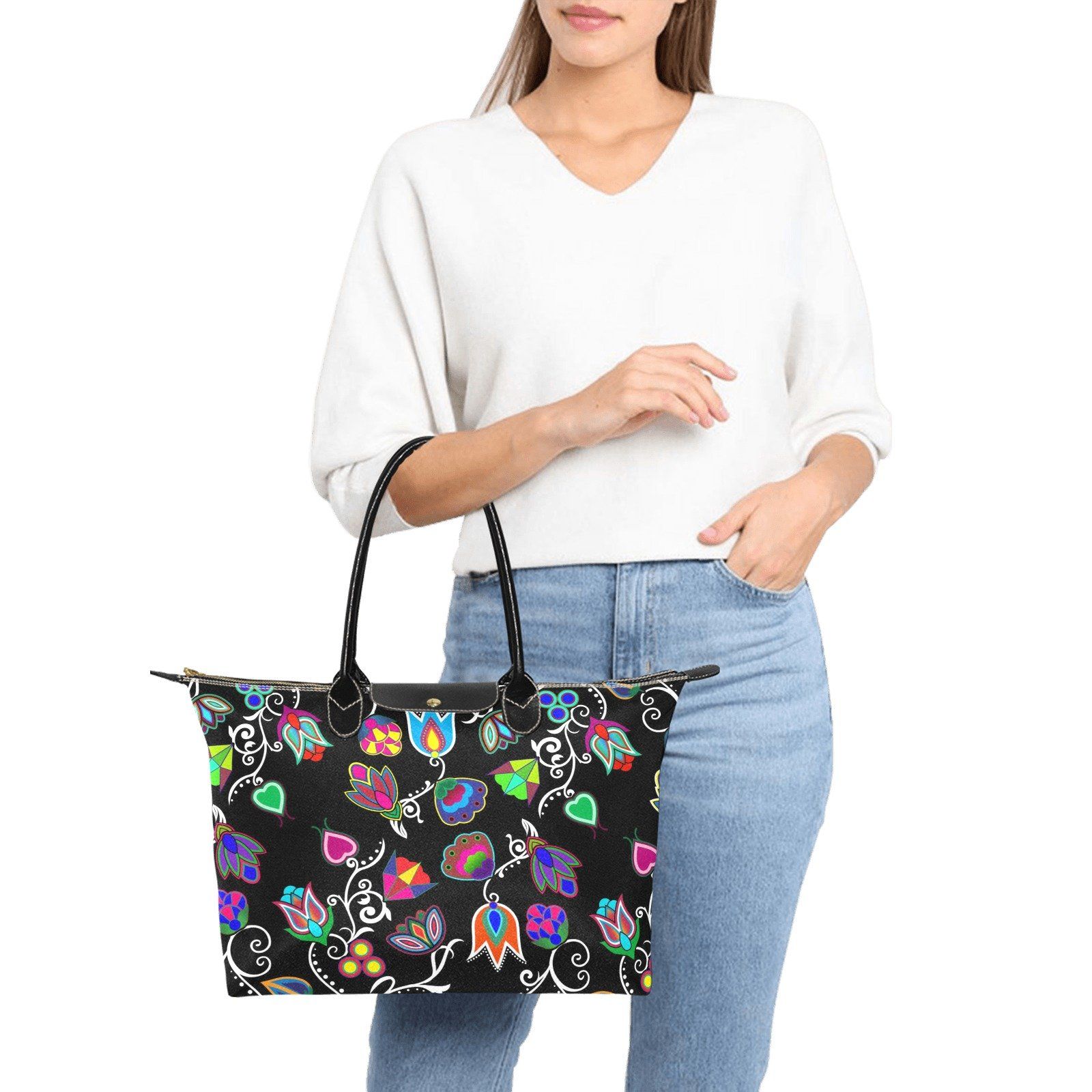 Indigenous Paisley Black Single-Shoulder Lady Handbag (Model 1714) bag e-joyer