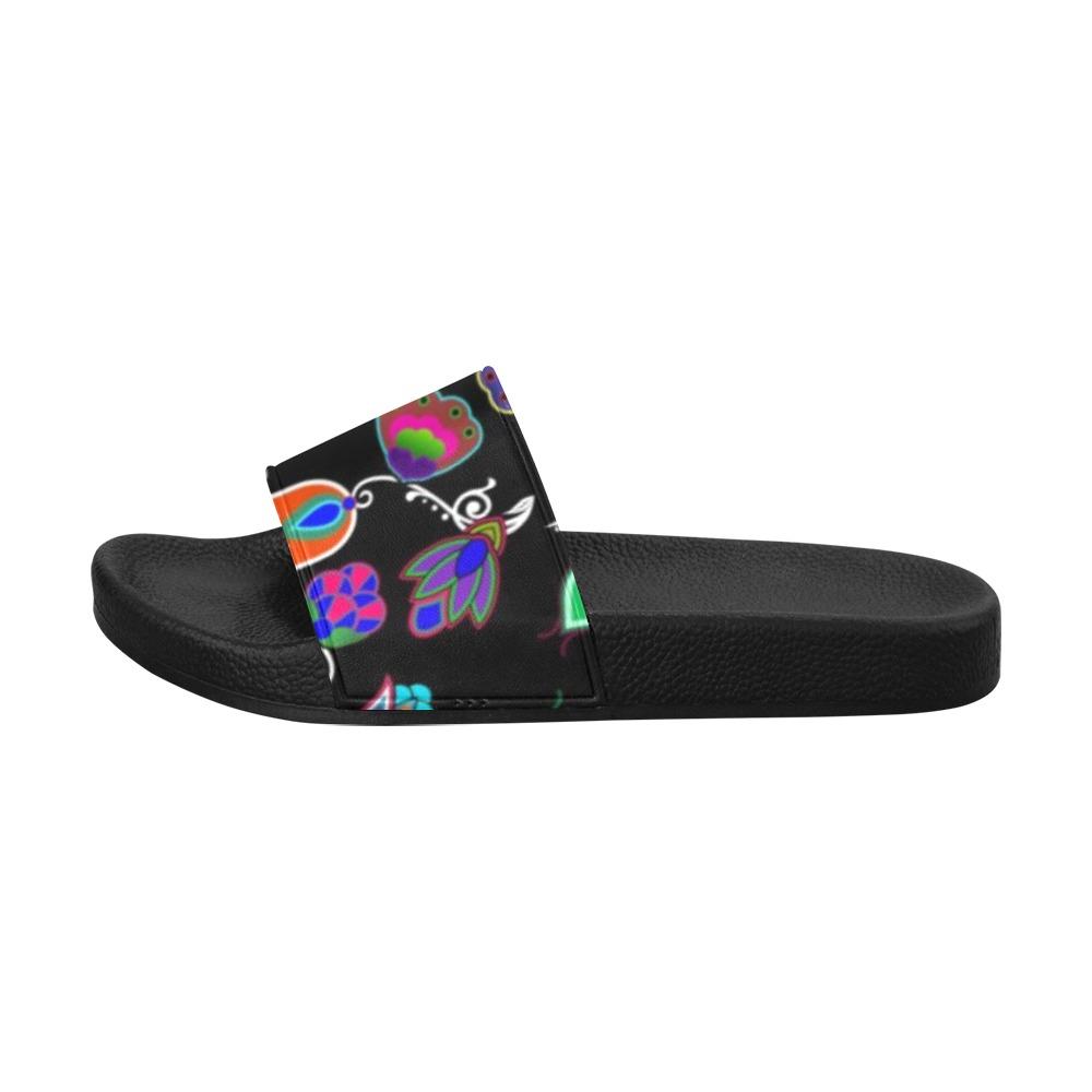 Indigenous Paisley Black Women's Slide Sandals (Model 057) Women's Slide Sandals (057) e-joyer