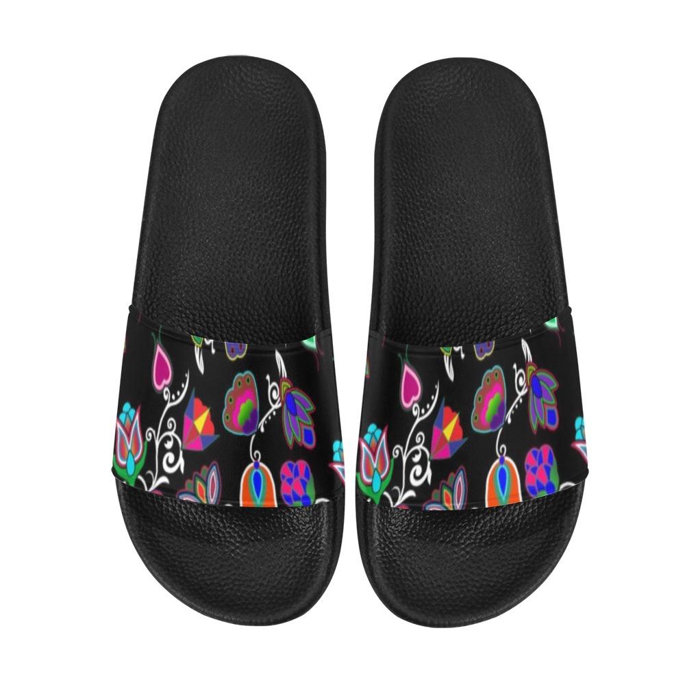 Indigenous Paisley Black Women's Slide Sandals (Model 057) Women's Slide Sandals (057) e-joyer
