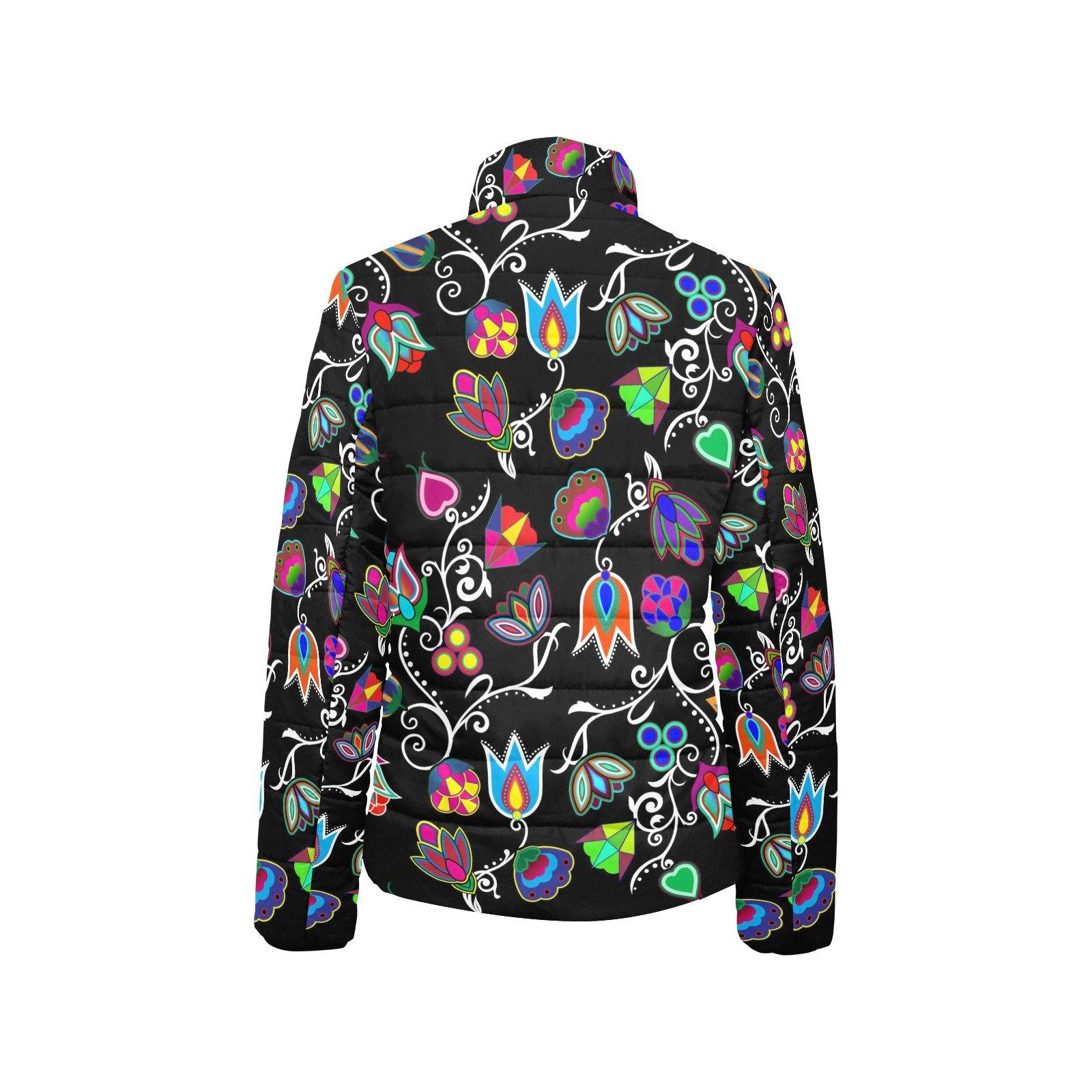 Indigenous Paisley Black Women's Stand Collar Padded Jacket (Model H41) jacket e-joyer