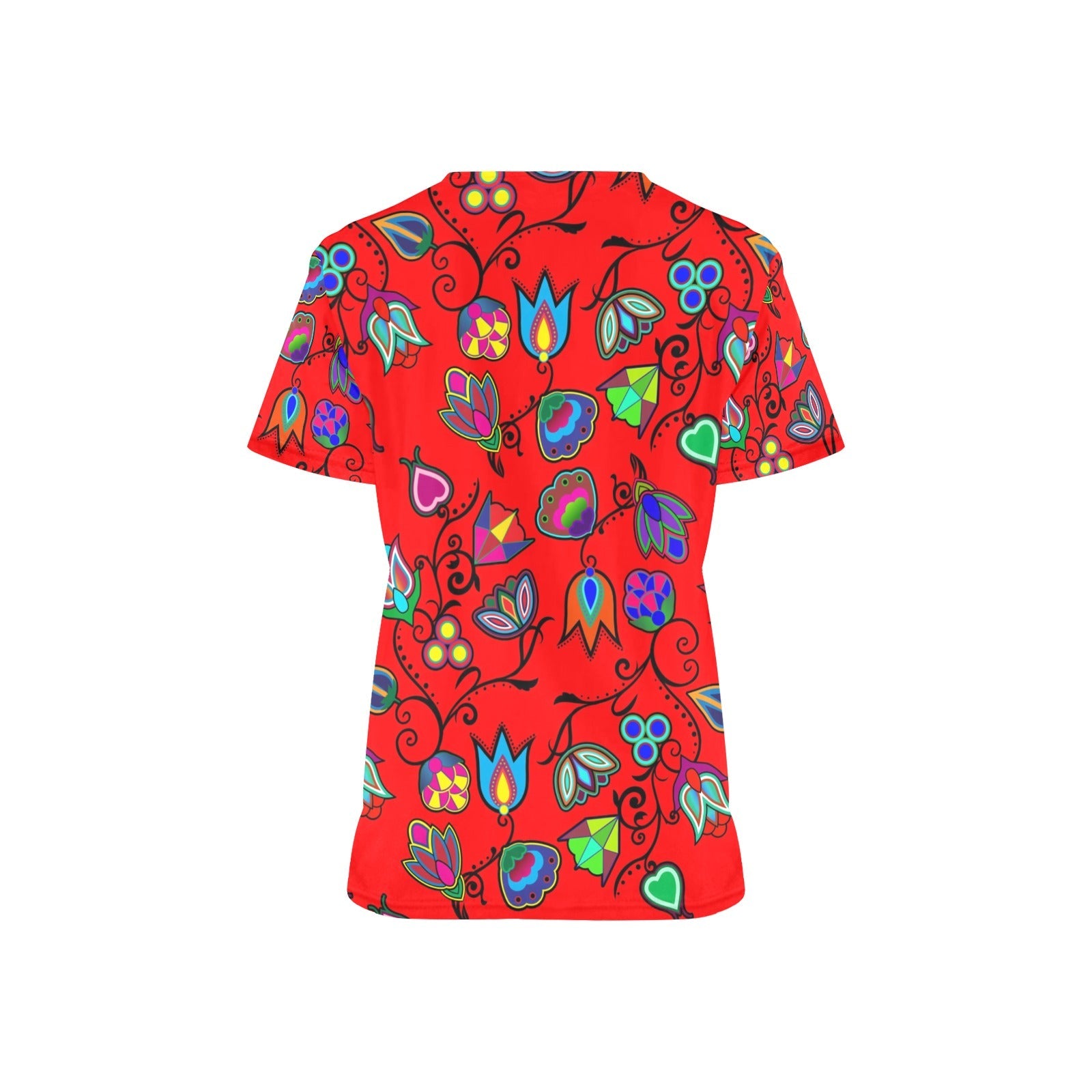 Indigenous Paisley Dahlia All Over Print Scrub Top Scrub Top e-joyer
