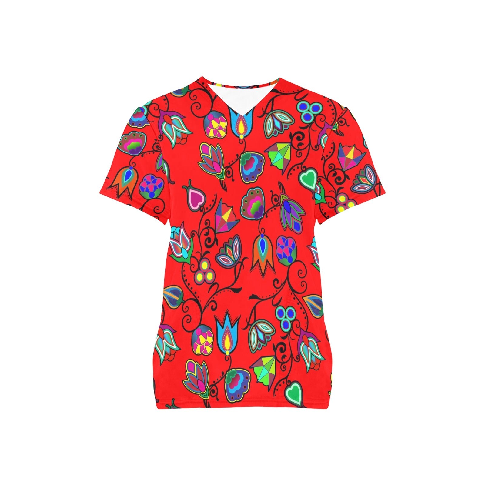 Indigenous Paisley Dahlia All Over Print Scrub Top Scrub Top e-joyer