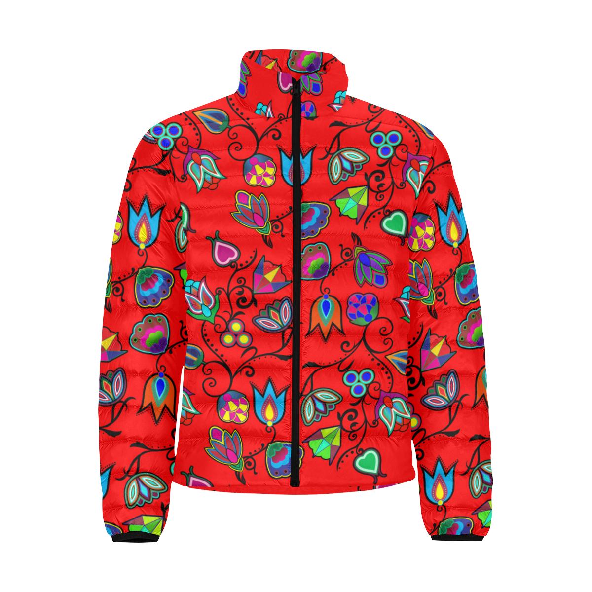 Indigenous Paisley - Dahlia Men's Stand Collar Padded Jacket (Model H41) Men's Stand Collar Padded Jacket (H41) e-joyer