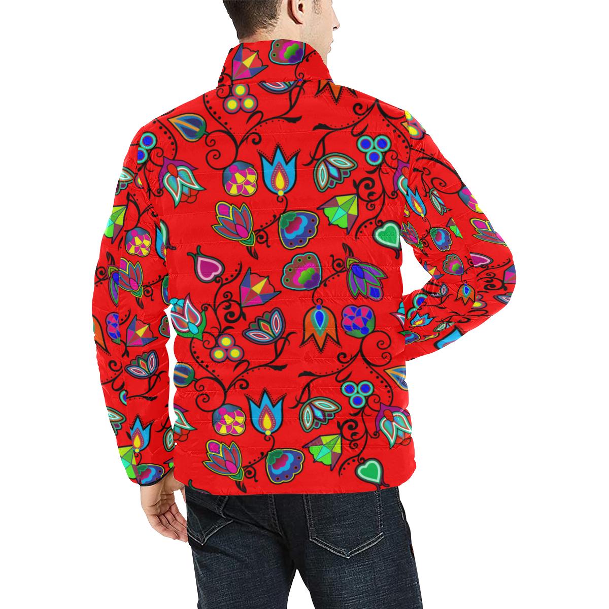 Indigenous Paisley - Dahlia Men's Stand Collar Padded Jacket (Model H41) Men's Stand Collar Padded Jacket (H41) e-joyer