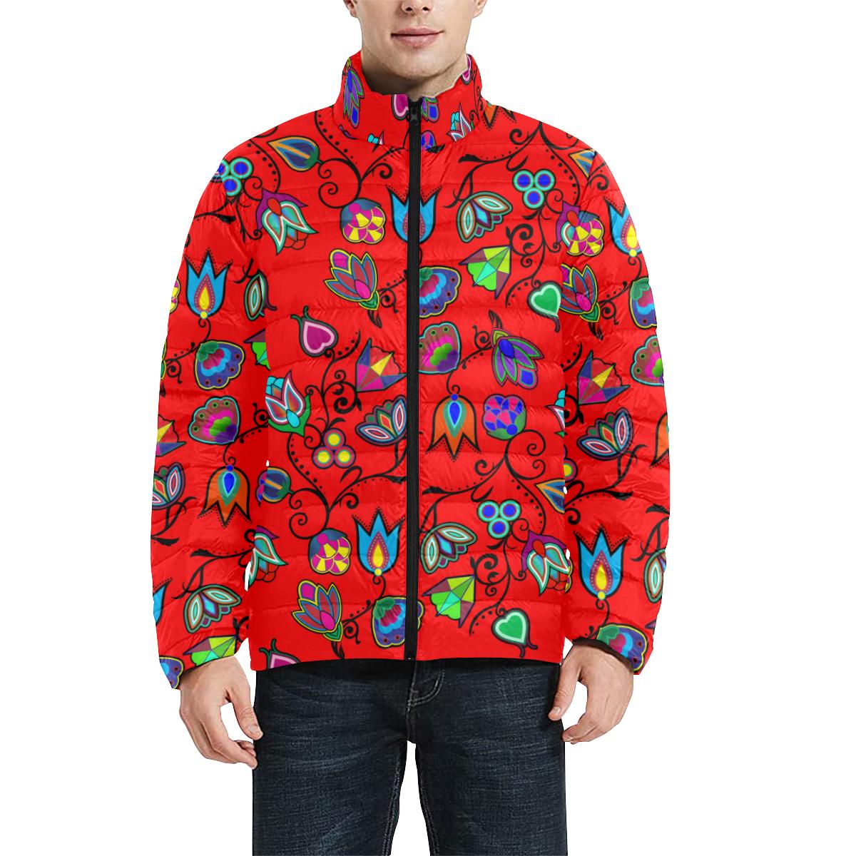 Indigenous Paisley - Dahlia Men's Stand Collar Padded Jacket (Model H41) Men's Stand Collar Padded Jacket (H41) e-joyer