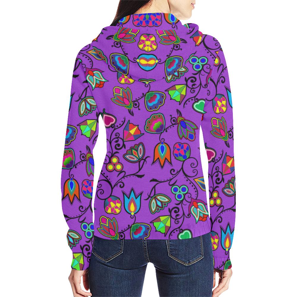 Indigenous Paisley - Dark Orchid All Over Print Full Zip Hoodie for Women (Model H14) All Over Print Full Zip Hoodie for Women (H14) e-joyer