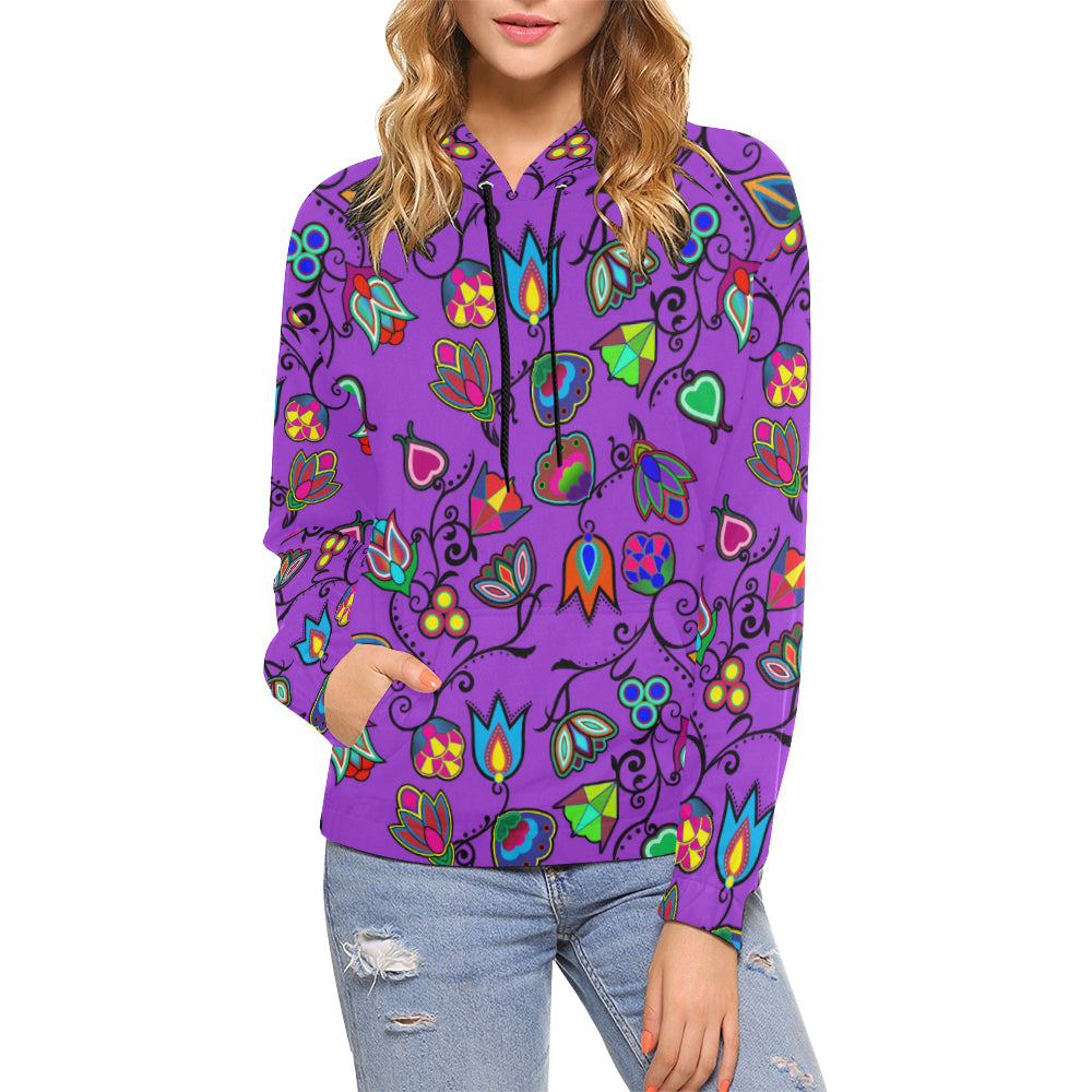Indigenous Paisley - Dark Orchid All Over Print Hoodie for Women (USA Size) (Model H13) Hoodie e-joyer