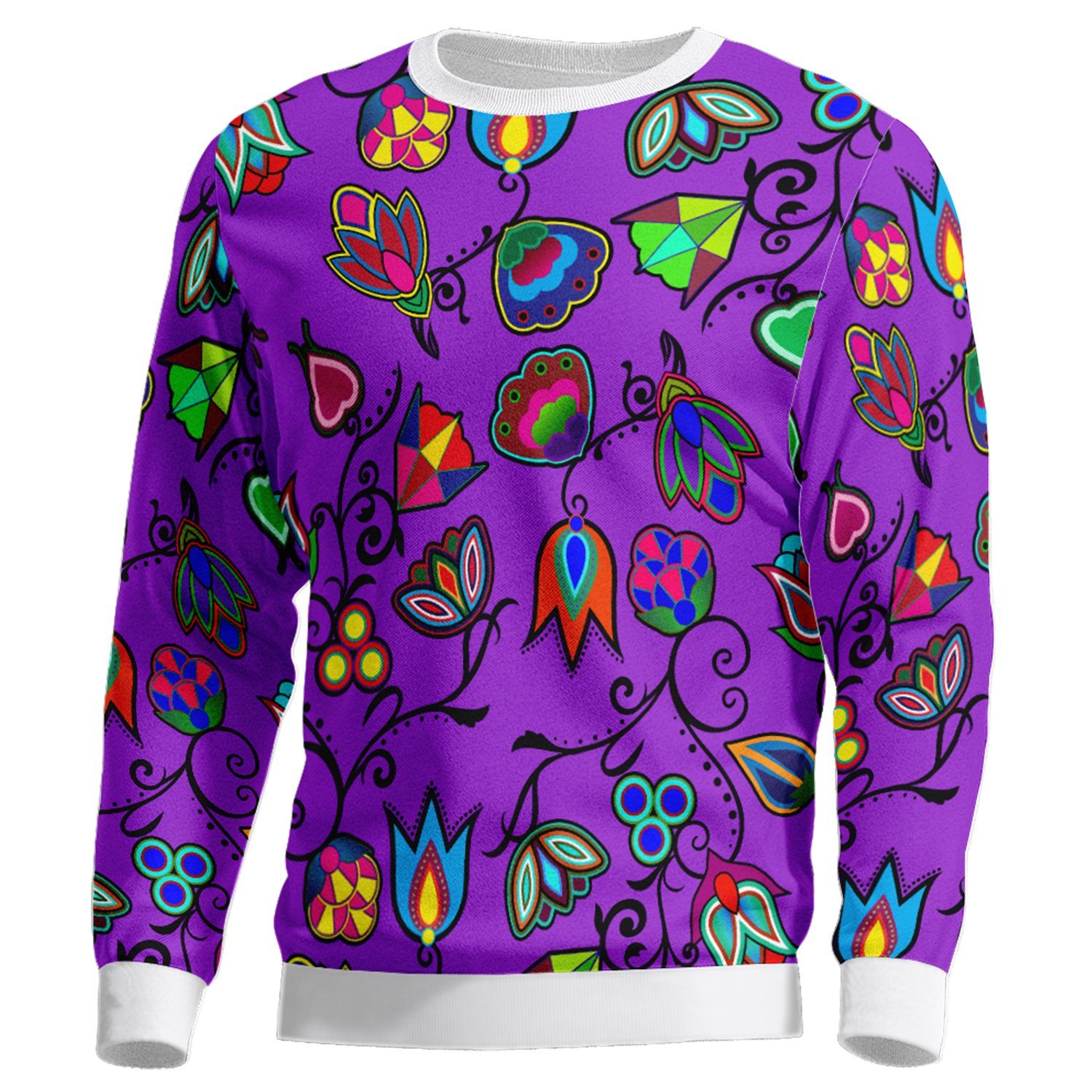 Indigenous Paisley Dark Orchid Unisex Crewneck Long Sleeve Top 49 Dzine