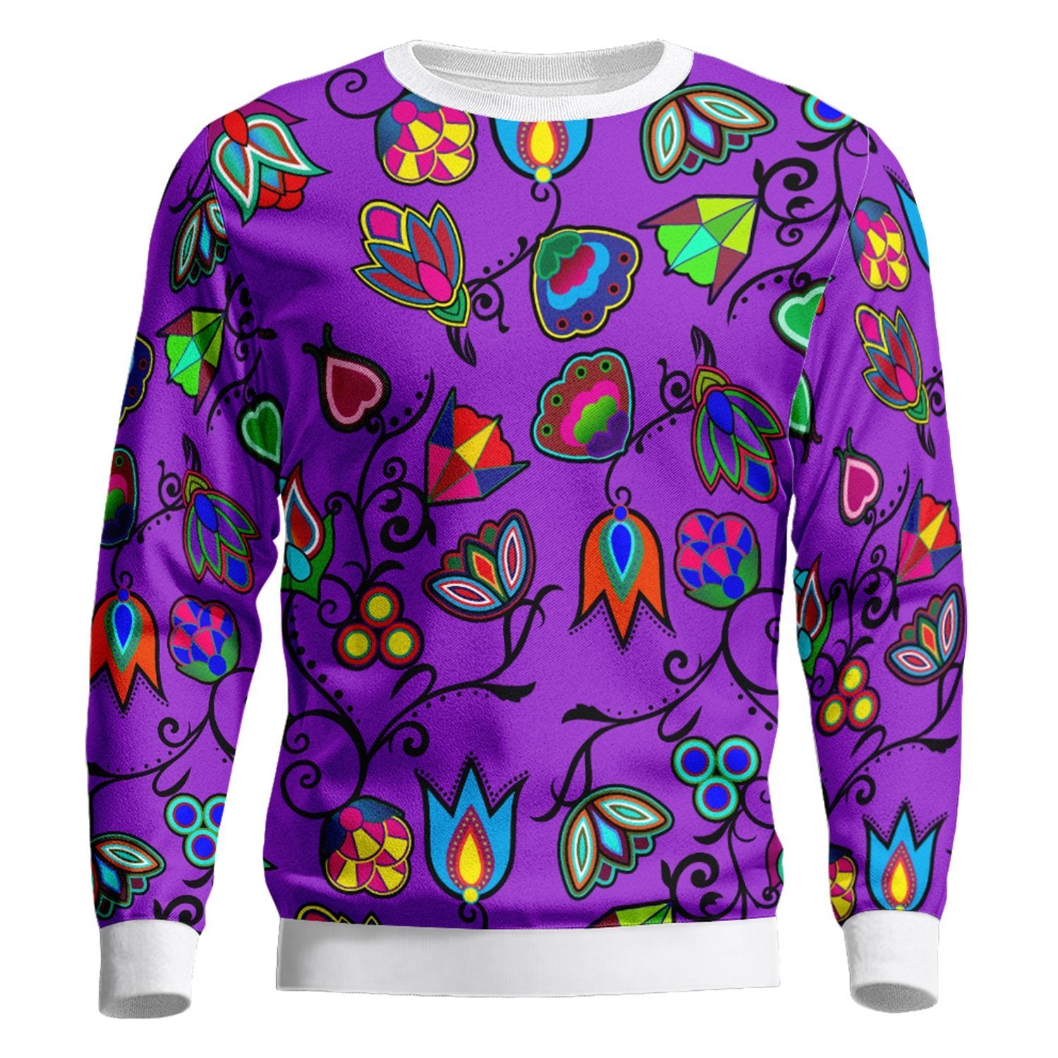 Indigenous Paisley Dark Orchid Unisex Crewneck Long Sleeve Top 49 Dzine