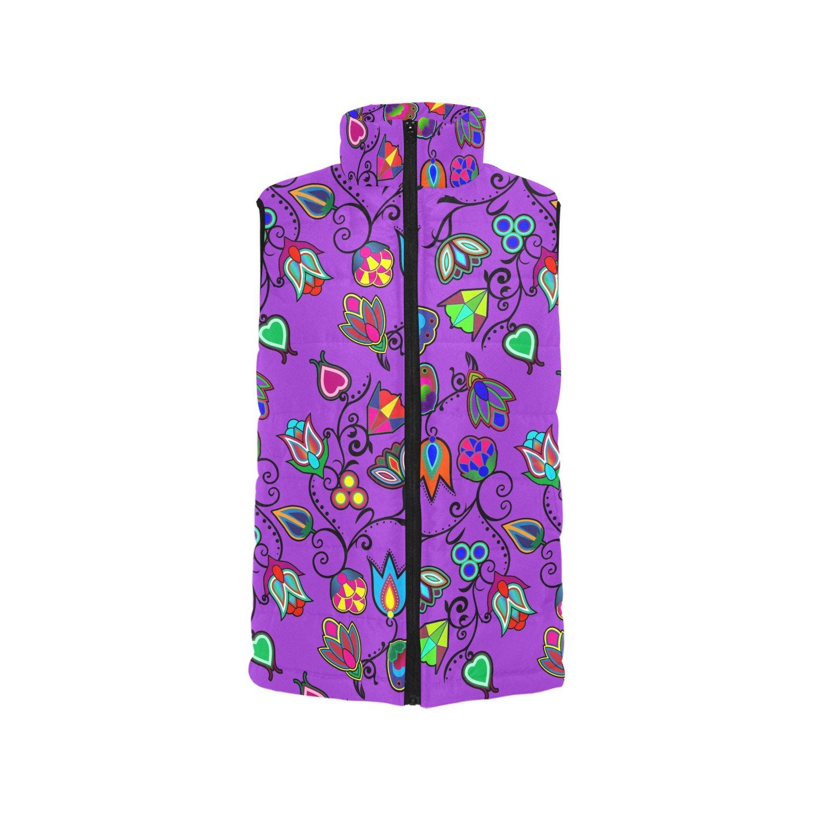 Indigenous Paisley Dark Orchid Women's Padded Vest Jacket (Model H44) Women's Padded Vest Jacket (H44) e-joyer