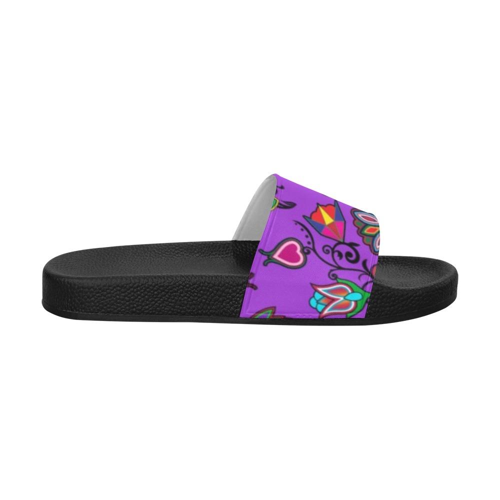 Indigenous Paisley Dark Orchid Women's Slide Sandals (Model 057) Women's Slide Sandals (057) e-joyer