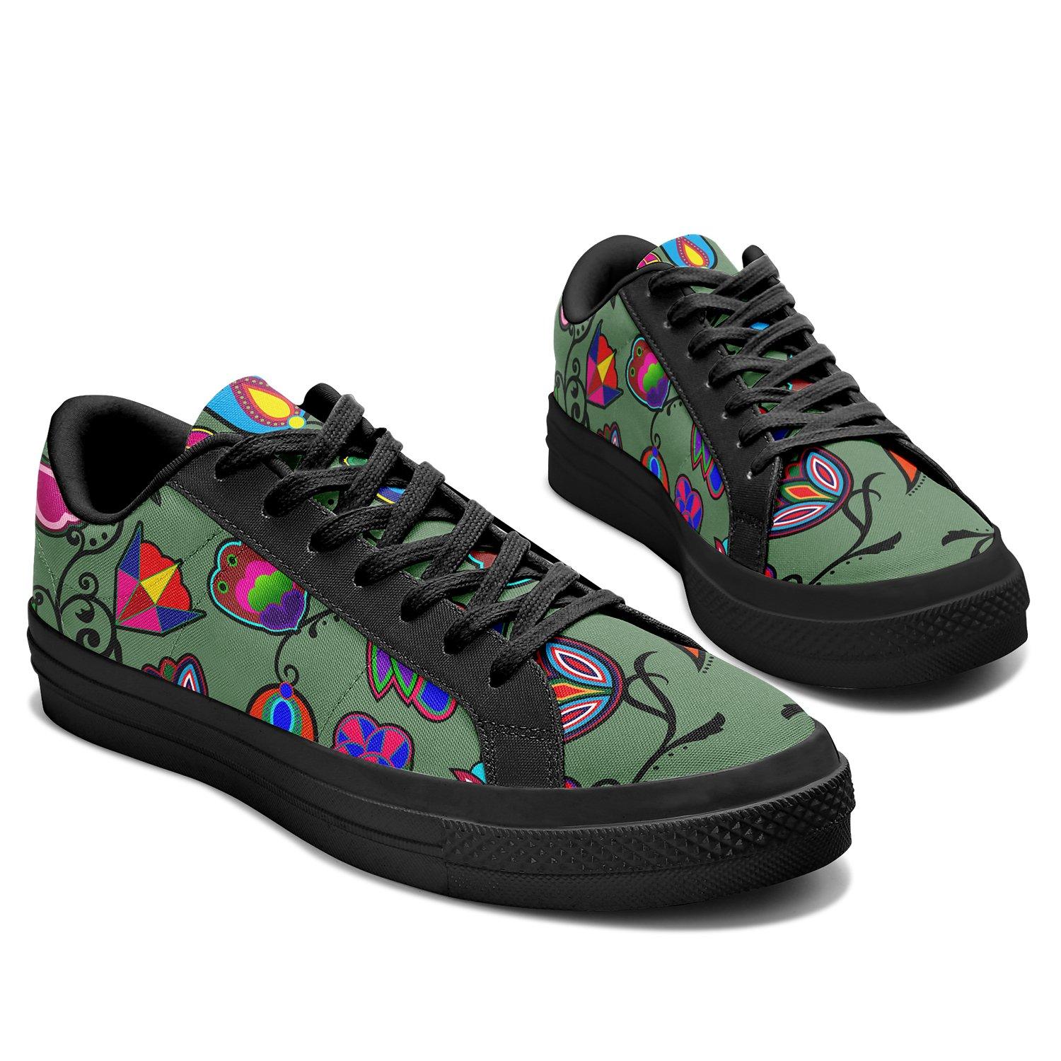 Indigenous Paisley Dark Sea Aapisi Low Top Canvas Shoes Black Sole aapisi Herman
