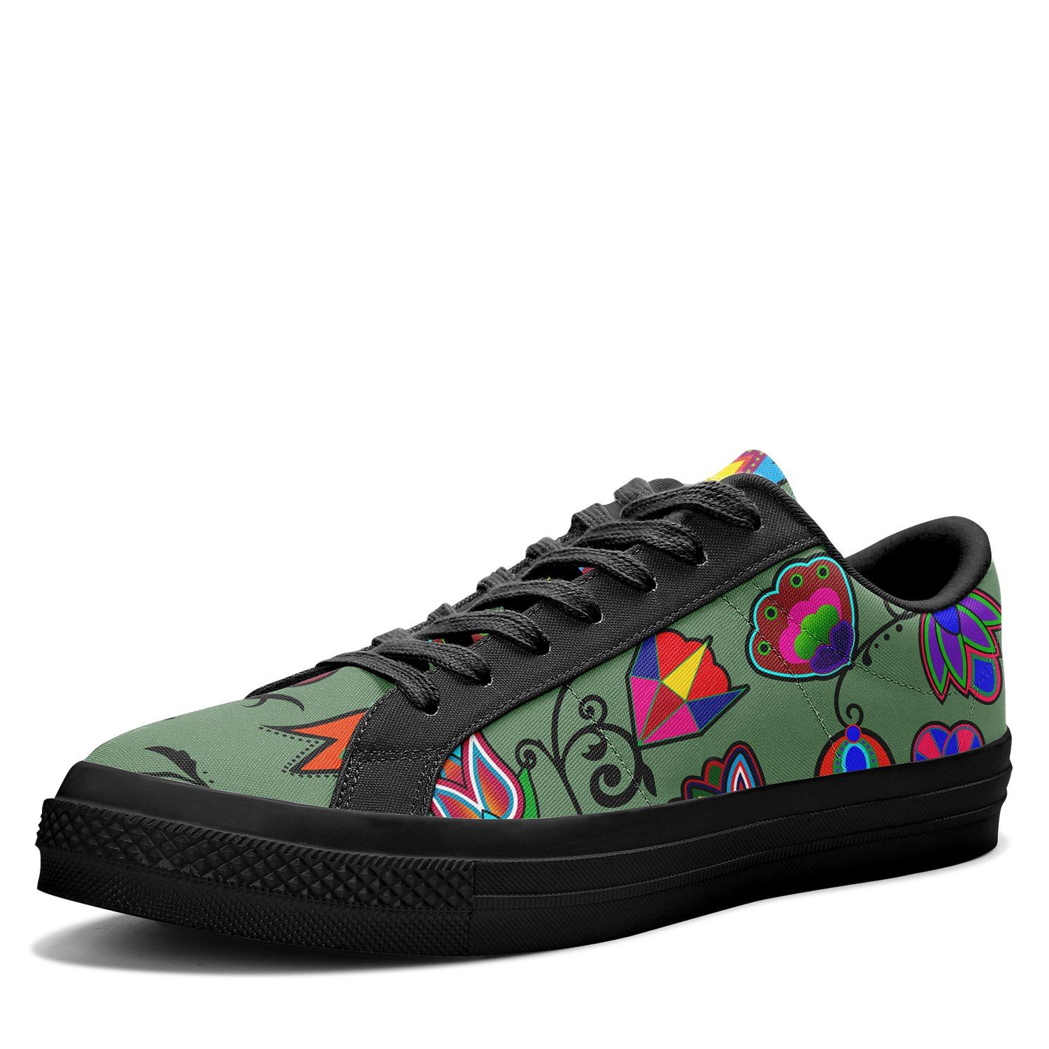 Indigenous Paisley Dark Sea Aapisi Low Top Canvas Shoes Black Sole aapisi Herman