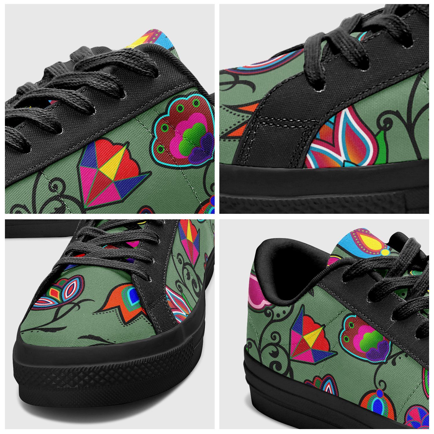 Indigenous Paisley Dark Sea Aapisi Low Top Canvas Shoes Black Sole aapisi Herman