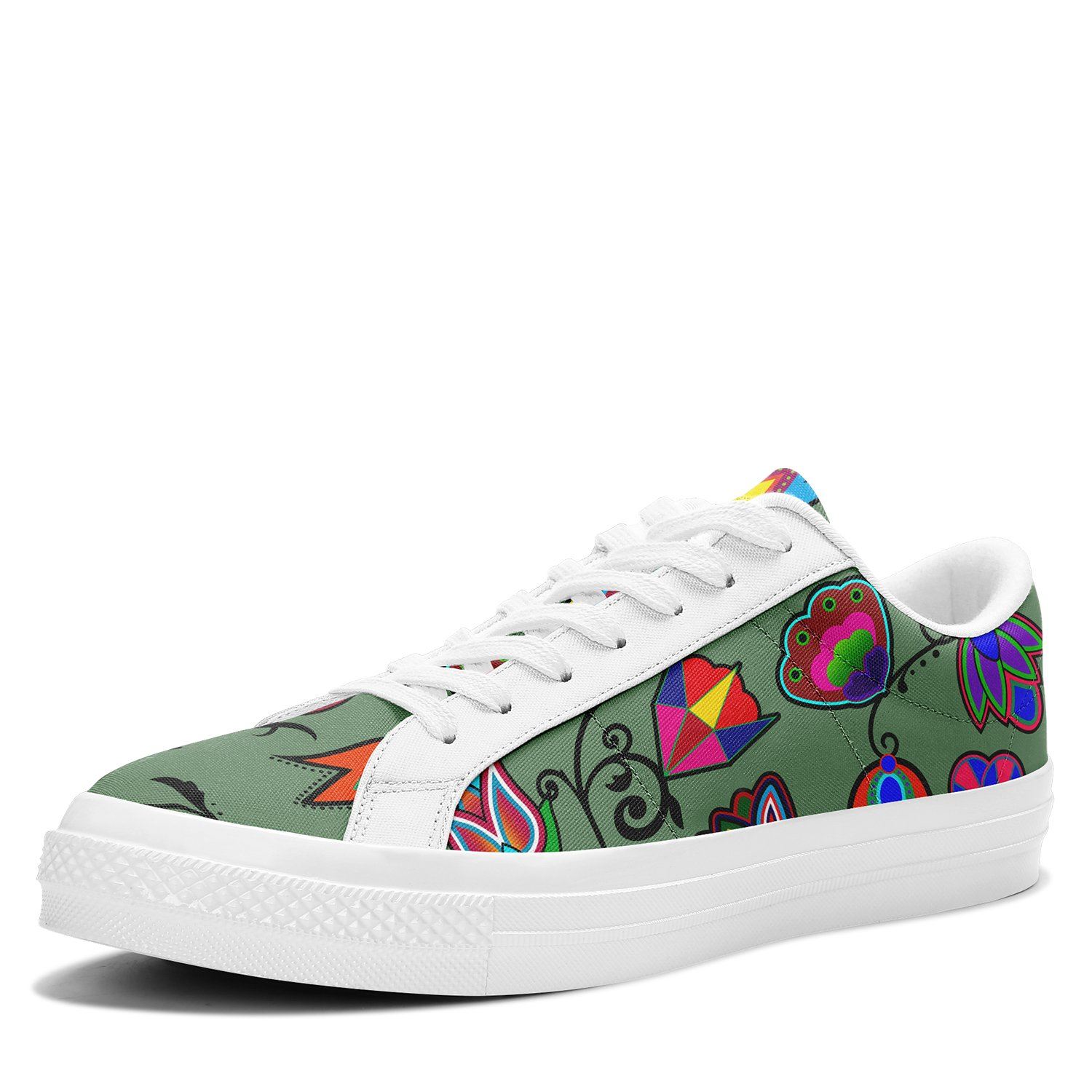 Indigenous Paisley Dark Sea Aapisi Low Top Canvas Shoes White Sole aapisi Herman