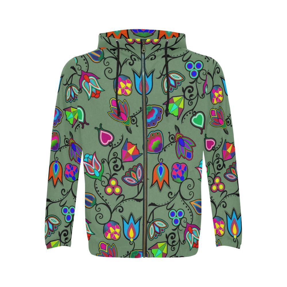 Indigenous Paisley - Dark Sea All Over Print Full Zip Hoodie for Men (Model H14) All Over Print Full Zip Hoodie for Men (H14) e-joyer