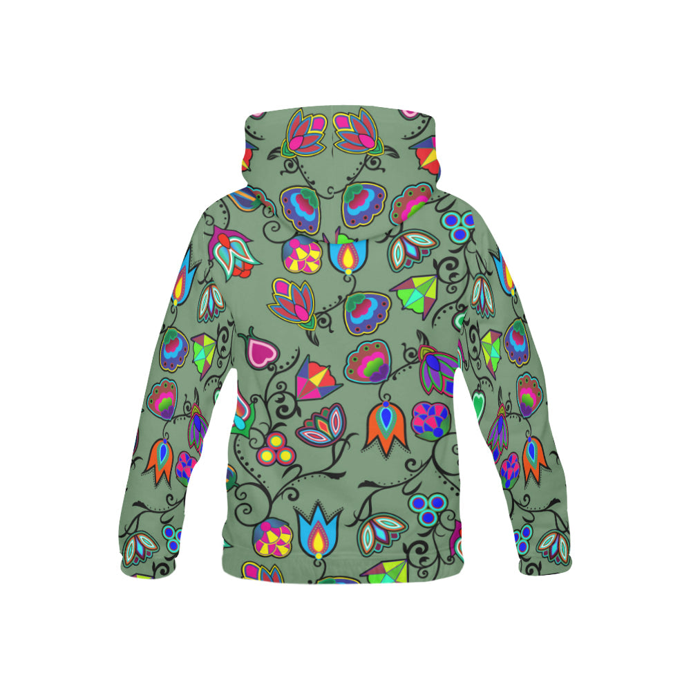 Indigenous Paisley - Dark Sea All Over Print Hoodie for Kid (USA Size) (Model H13) All Over Print Hoodie for Kid (H13) e-joyer