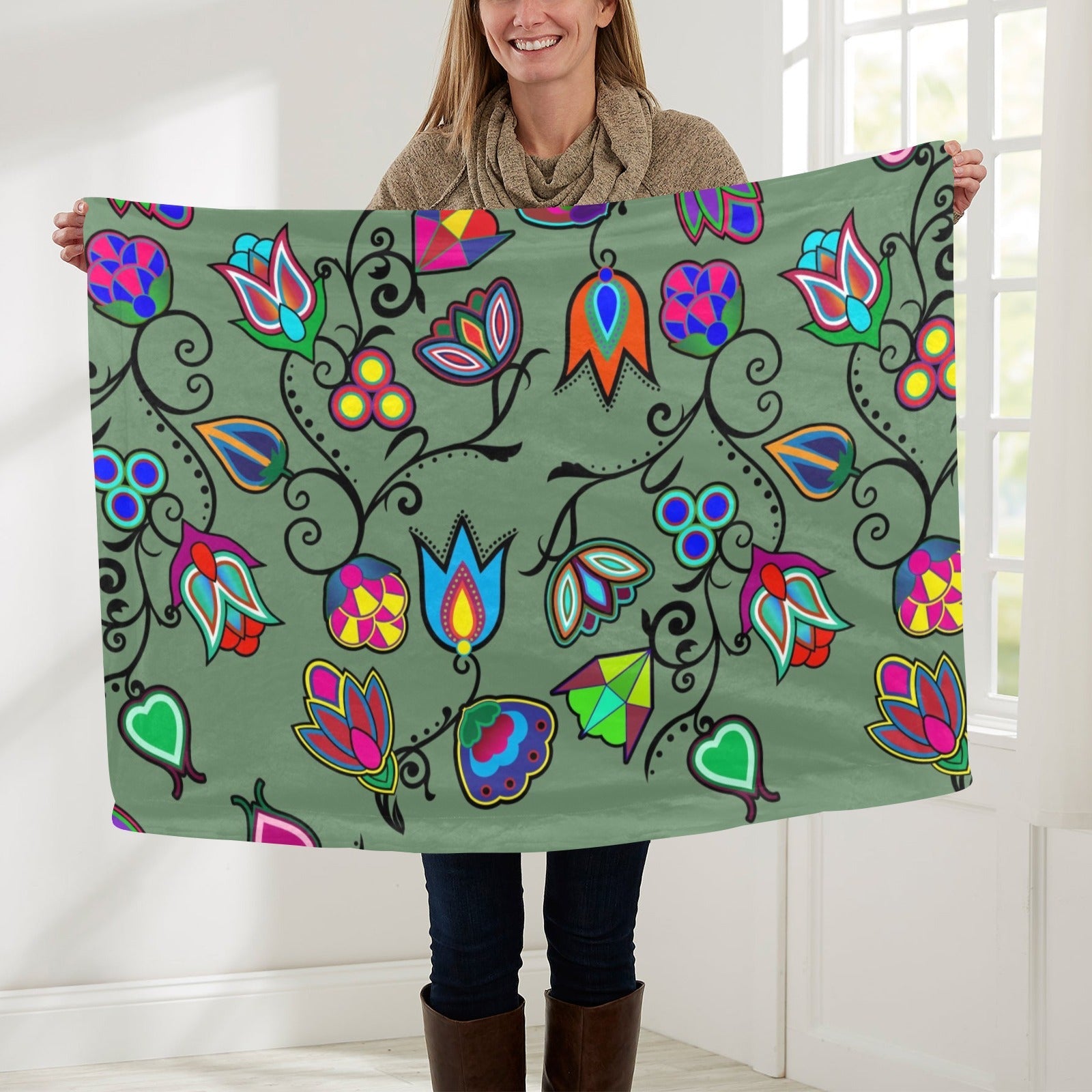 Indigenous Paisley Dark Sea Baby Blanket 30"x40" Baby Blanket 30"x40" e-joyer