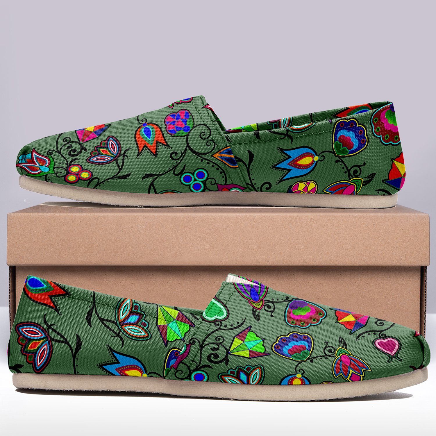Indigenous Paisley Dark Sea Casual Unisex Slip On Shoe Herman