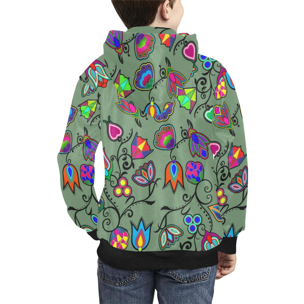 Indigenous Paisley Dark Sea Kids' All Over Print Hoodie (Model H38) Kids' AOP Hoodie (H38) e-joyer