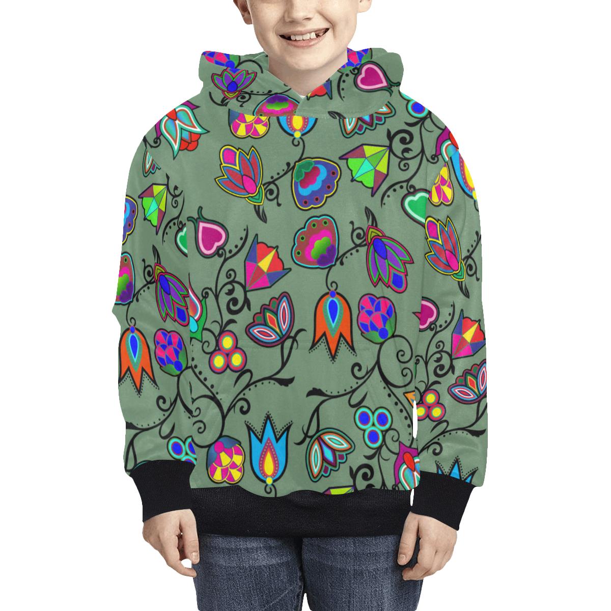 Indigenous Paisley Dark Sea Kids' All Over Print Hoodie (Model H38) Kids' AOP Hoodie (H38) e-joyer