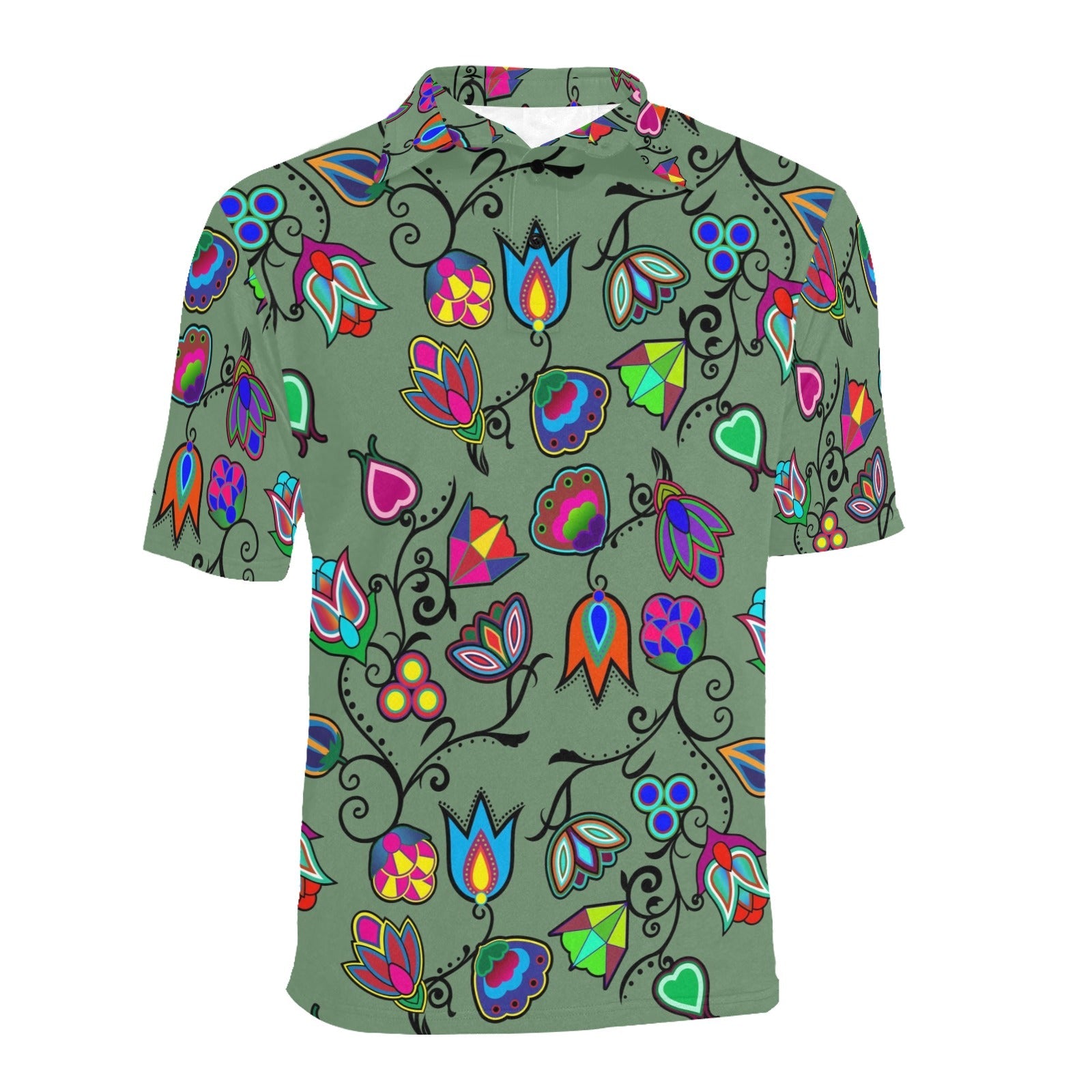 Indigenous Paisley Dark Sea Men's All Over Print Polo Shirt (Model T55) Men's Polo Shirt (Model T55) e-joyer