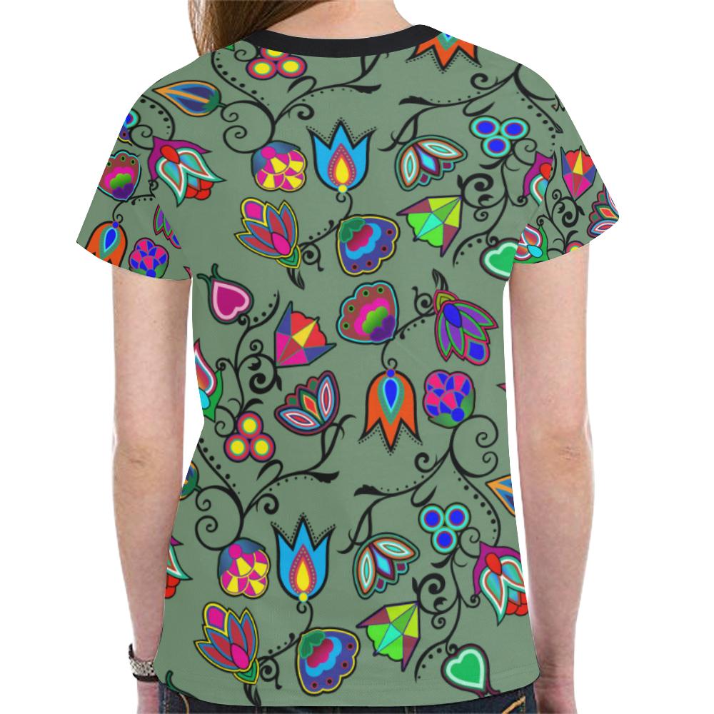 Indigenous Paisley - Dark Sea New All Over Print T-shirt for Women (Model T45) New All Over Print T-shirt for Women (T45) e-joyer