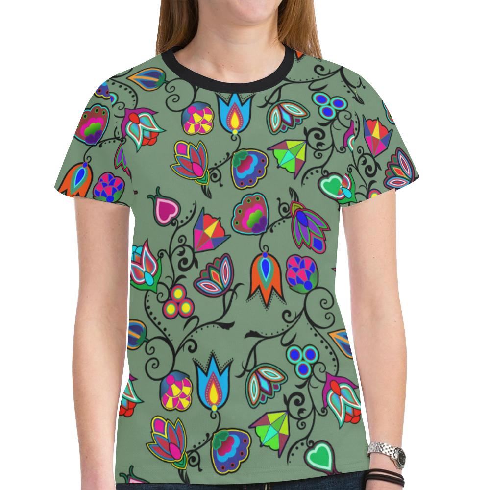 Indigenous Paisley - Dark Sea New All Over Print T-shirt for Women (Model T45) New All Over Print T-shirt for Women (T45) e-joyer