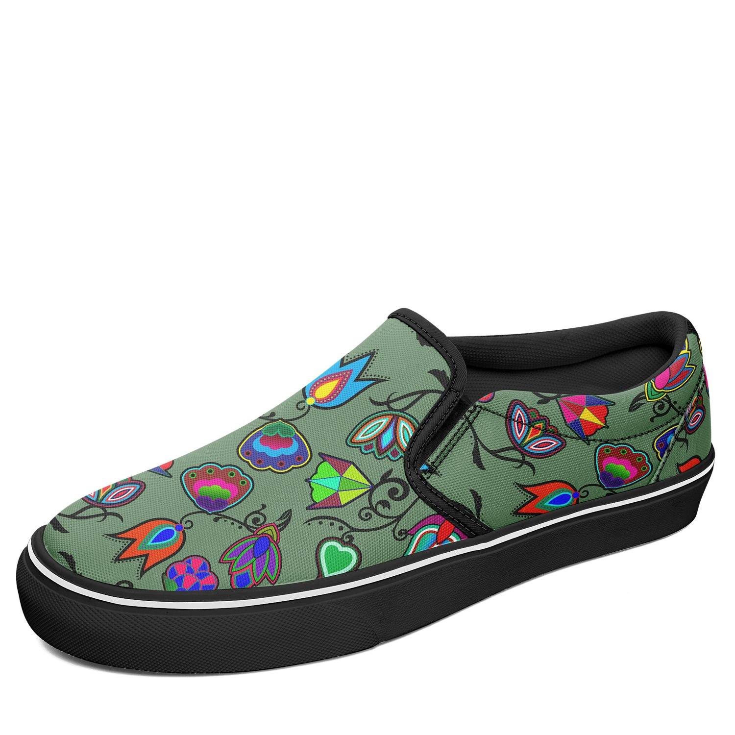 Indigenous Paisley Dark Sea Otoyimm Kid's Canvas Slip On Shoes otoyimm Herman