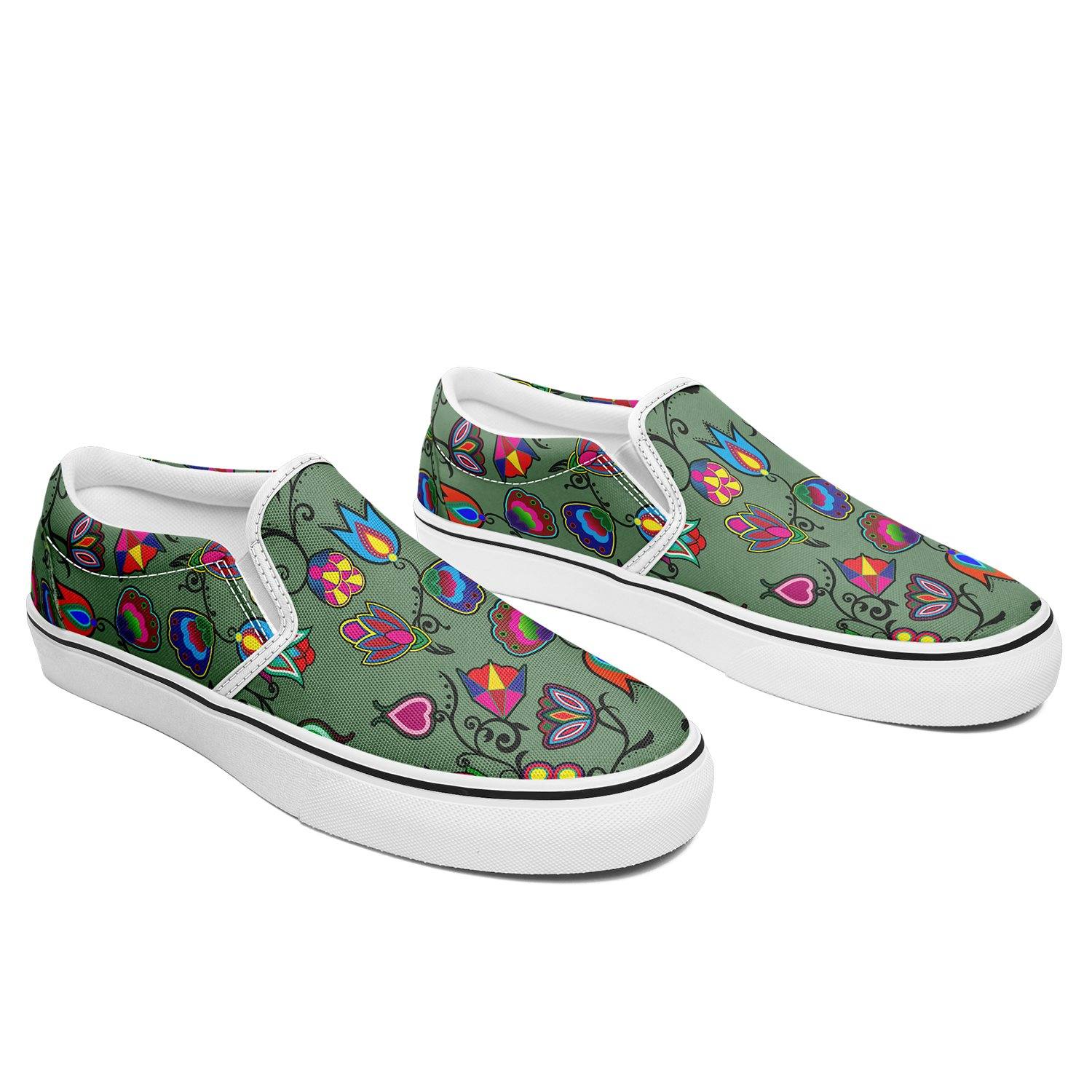 Indigenous Paisley Dark Sea Otoyimm Kid's Canvas Slip On Shoes otoyimm Herman