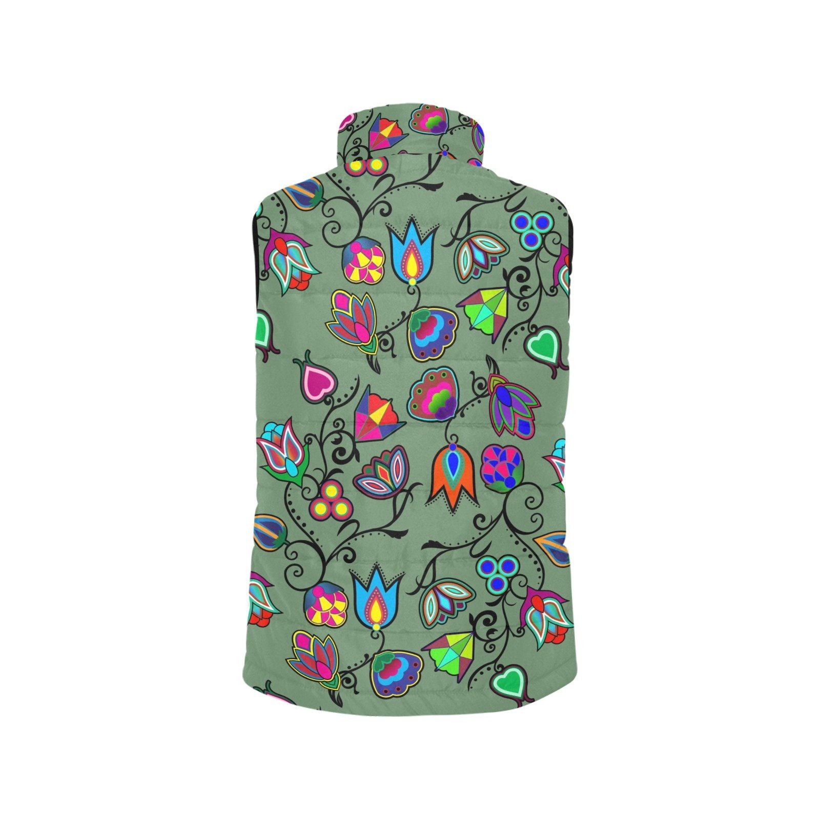 Indigenous Paisley Dark Sea Women's Padded Vest Jacket (Model H44) Women's Padded Vest Jacket (H44) e-joyer