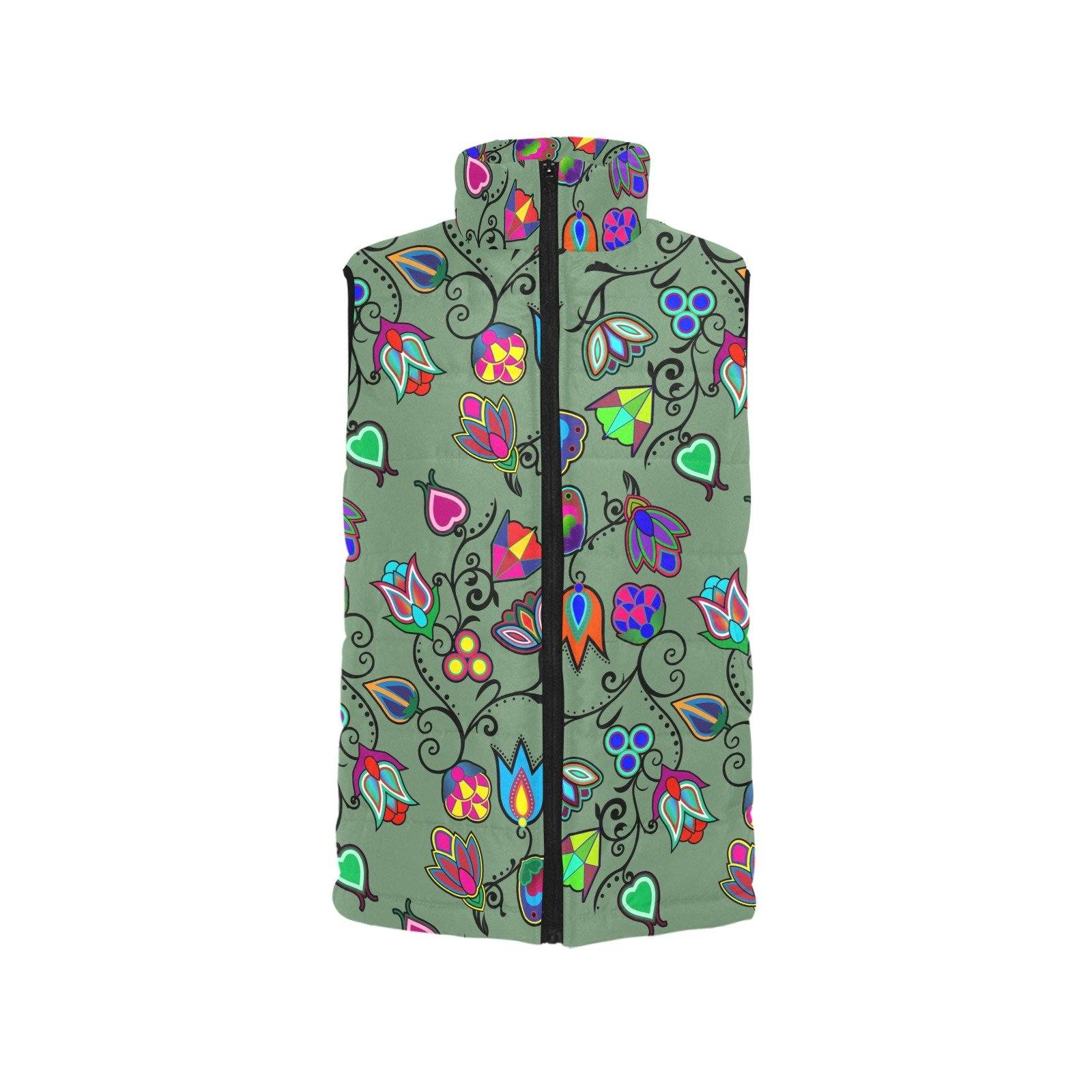 Indigenous Paisley Dark Sea Women's Padded Vest Jacket (Model H44) Women's Padded Vest Jacket (H44) e-joyer