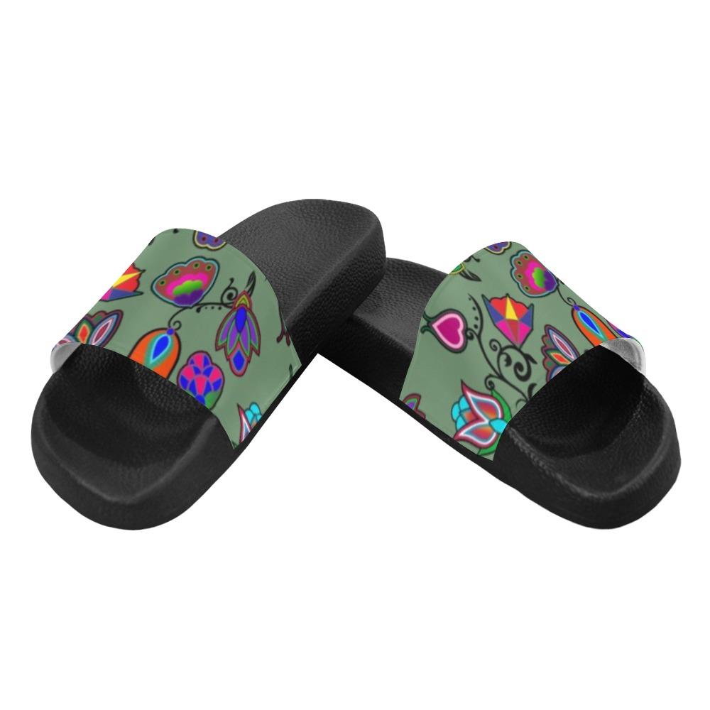 Indigenous Paisley Dark Sea Women's Slide Sandals (Model 057) Women's Slide Sandals (057) e-joyer