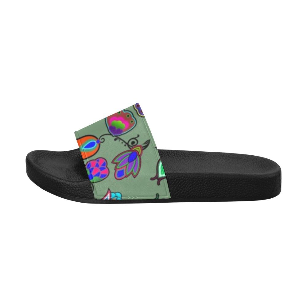 Indigenous Paisley Dark Sea Women's Slide Sandals (Model 057) Women's Slide Sandals (057) e-joyer