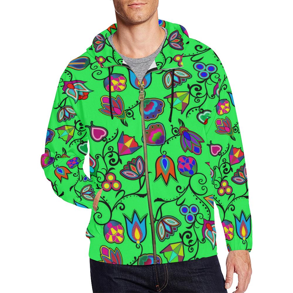 Indigenous Paisley - Green All Over Print Full Zip Hoodie for Men (Model H14) All Over Print Full Zip Hoodie for Men (H14) e-joyer