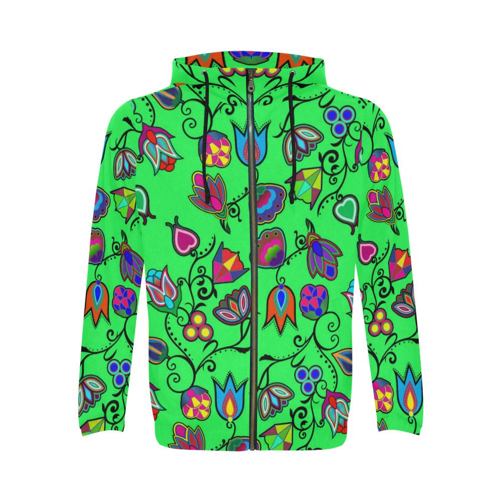 Indigenous Paisley - Green All Over Print Full Zip Hoodie for Men (Model H14) All Over Print Full Zip Hoodie for Men (H14) e-joyer