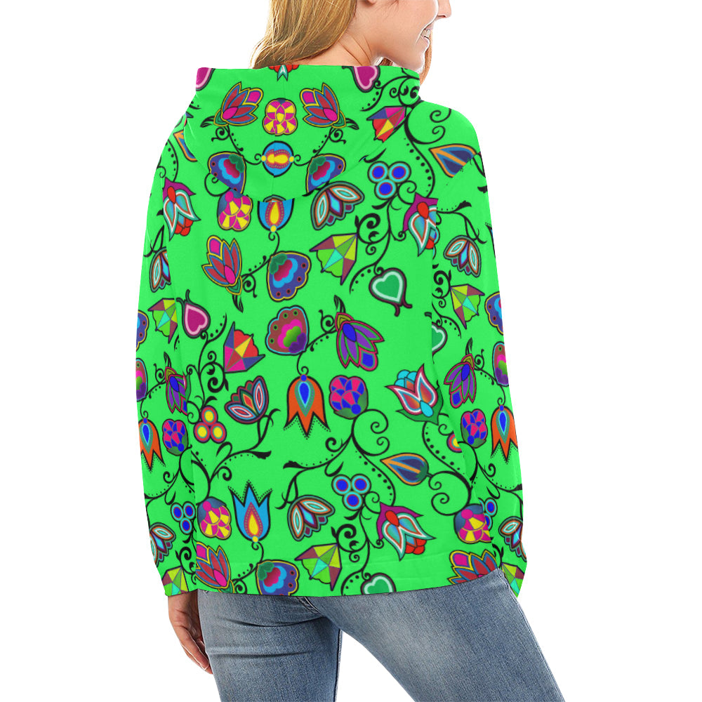 Indigenous Paisley - Green All Over Print Hoodie for Women (USA Size) (Model H13) Hoodie e-joyer